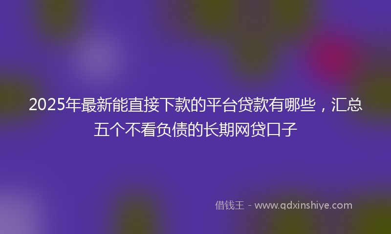 2025年最新能直接下款的平台贷款有哪些，汇总五个不看负债的长期网贷口子