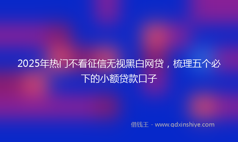 2025年热门不看征信无视黑白网贷，梳理五个必下的小额贷款口子