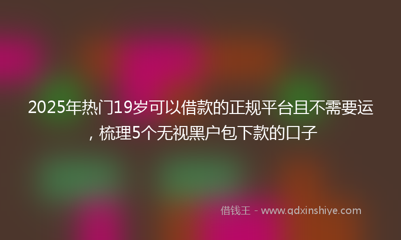 2025年热门19岁可以借款的正规平台且不需要运，梳理5个无视黑户包下款的口子