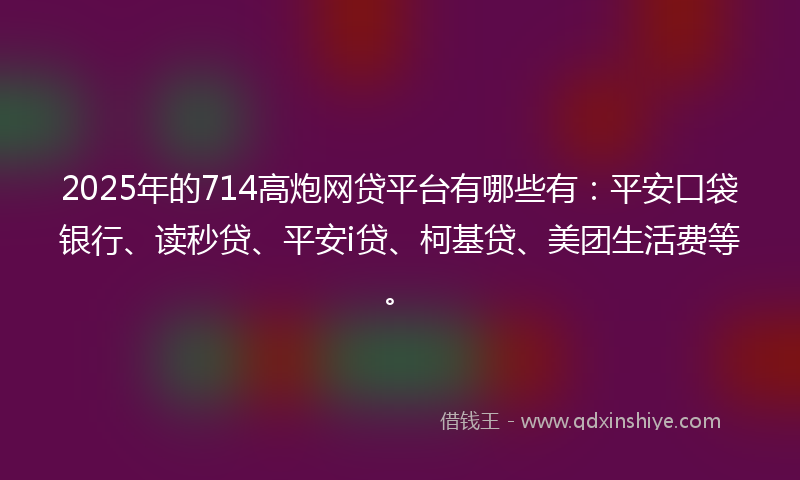 2025年的714高炮网贷平台有哪些有：平安口袋银行、读秒贷、平安i贷、柯基贷、美团生活费等。