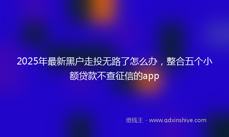 2025年最新黑户走投无路了怎么办，整合五个小额贷款不查征信的app