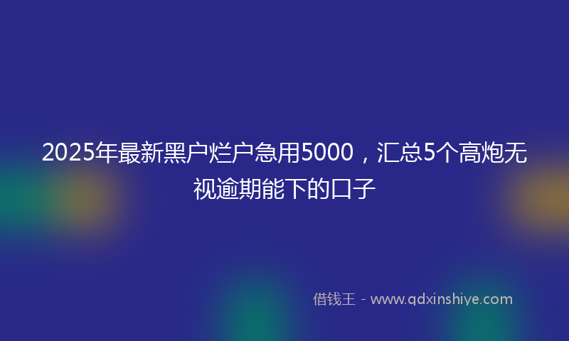 2025年最新黑户烂户急用5000，汇总5个高炮无视逾期能下的口子