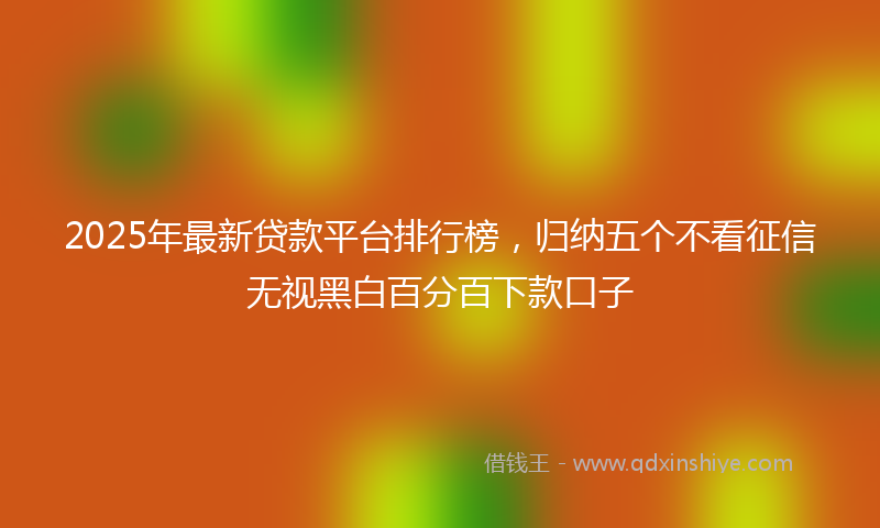 2025年最新贷款平台排行榜，归纳五个不看征信无视黑白百分百下款口子