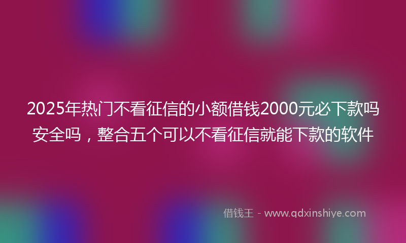 2025年热门不看征信的小额借钱2000元必下款吗安全吗，整合五个可以不看征信就能下款的软件