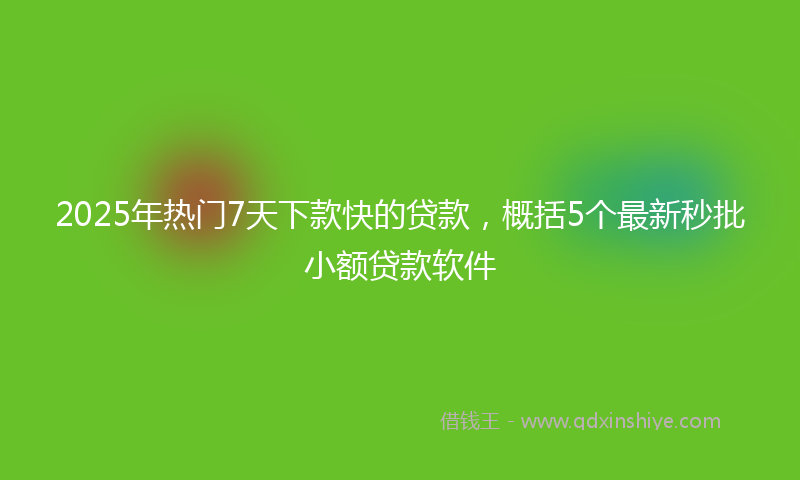 2025年热门7天下款快的贷款，概括5个最新秒批小额贷款软件
