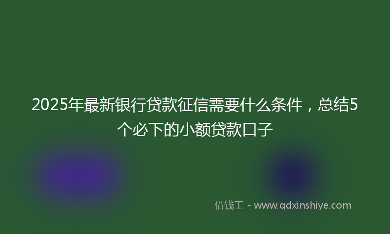 2025年最新银行贷款征信需要什么条件，总结5个必下的小额贷款口子