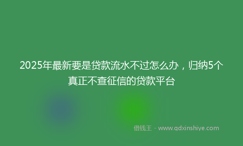 2025年最新要是贷款流水不过怎么办，归纳5个真正不查征信的贷款平台