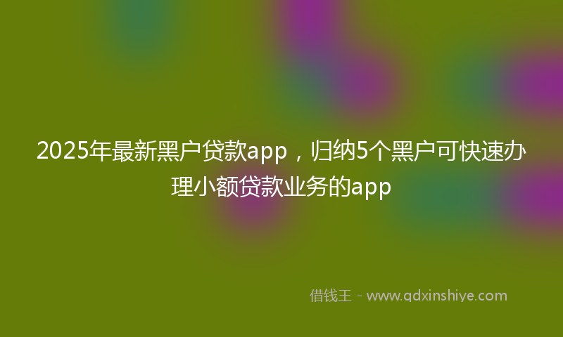 2025年最新黑户贷款app，归纳5个黑户可快速办理小额贷款业务的app