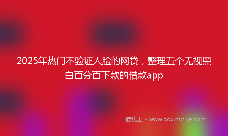 2025年热门不验证人脸的网贷，整理五个无视黑白百分百下款的借款app