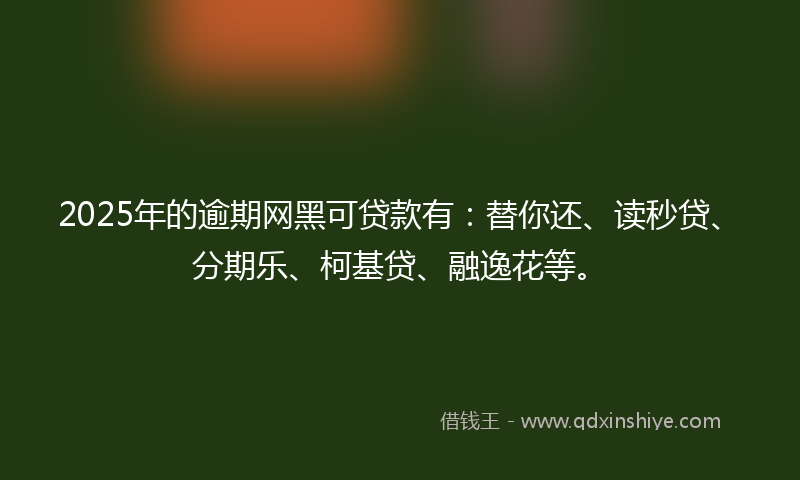 2025年的逾期网黑可贷款有：替你还、读秒贷、分期乐、柯基贷、融逸花等。
