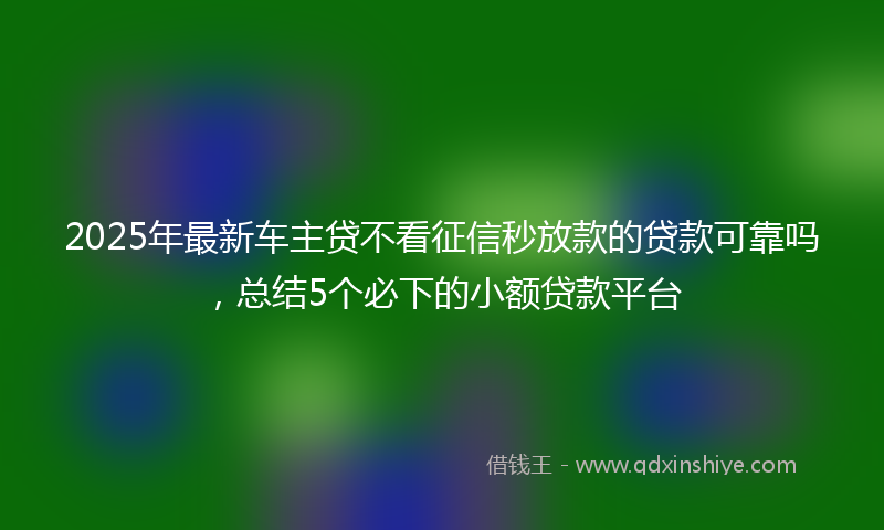 2025年最新车主贷不看征信秒放款的贷款可靠吗，总结5个必下的小额贷款平台