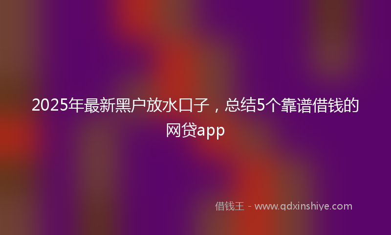 2025年最新黑户放水口子,总结5个靠谱借钱的网贷app