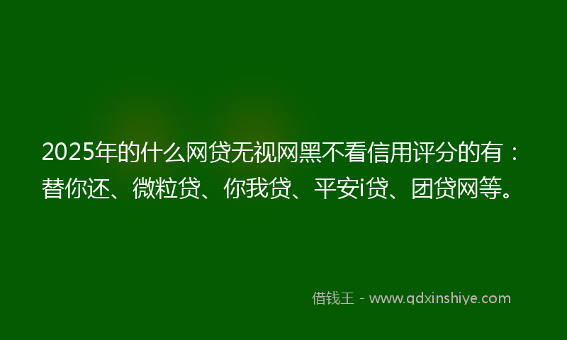 2025年的什么网贷无视网黑不看信用评分的有：替你还、微粒贷、你我贷、平安i贷、团贷网等。