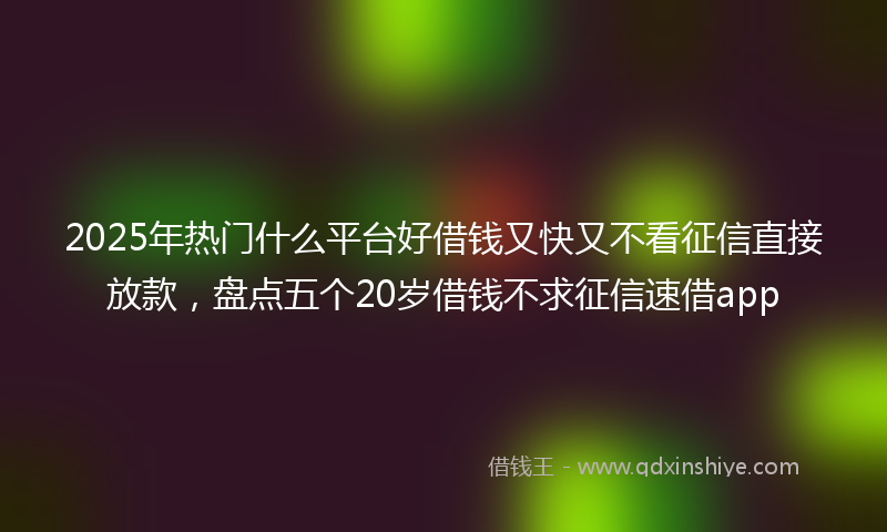2025年热门什么平台好借钱又快又不看征信直接放款，盘点五个20岁借钱不求征信速借app
