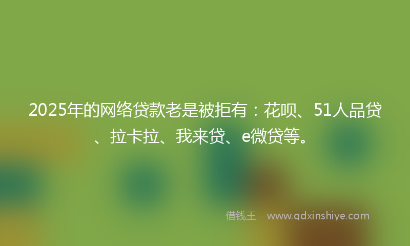 2025年的网络贷款老是被拒有：花呗、51人品贷、拉卡拉、我来贷、e微贷等。
