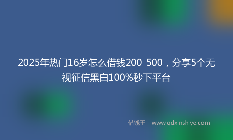 2025年热门16岁怎么借钱200-500，分享5个无视征信黑白100%秒下平台