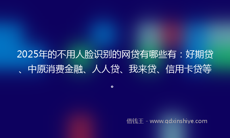 2025年的不用人脸识别的网贷有哪些有：好期贷、中原消费金融、人人贷、我来贷、信用卡贷等。