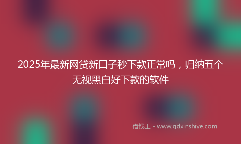 2025年最新网贷新口子秒下款正常吗，归纳五个无视黑白好下款的软件