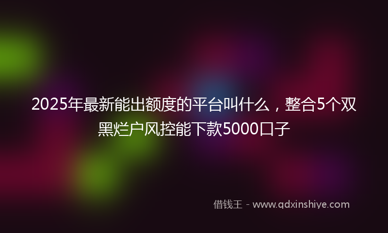 2025年最新能出额度的平台叫什么，整合5个双黑烂户风控能下款5000口子