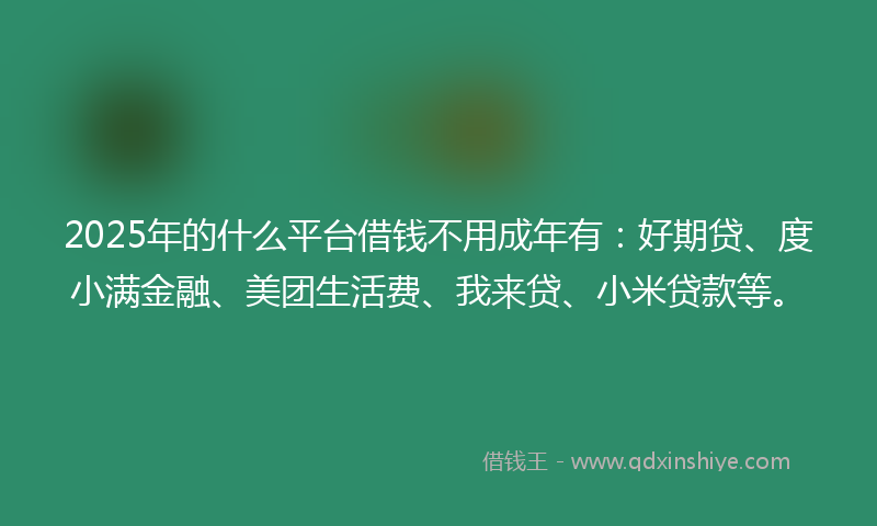 2025年的什么平台借钱不用成年有：好期贷、度小满金融、美团生活费、我来贷、小米贷款等。