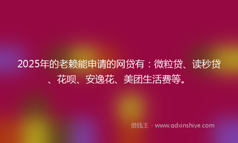 2025年的老赖能申请的网贷有：微粒贷、读秒贷、花呗、安逸花、美团生活费等。