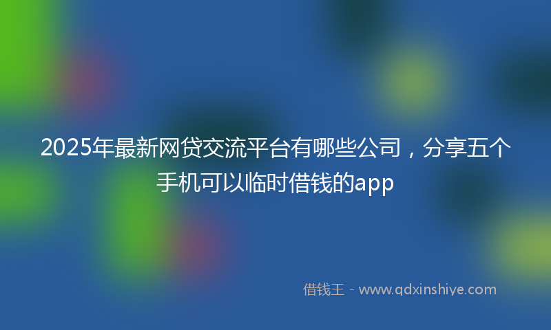 2025年最新网贷交流平台有哪些公司，分享五个手机可以临时借钱的app