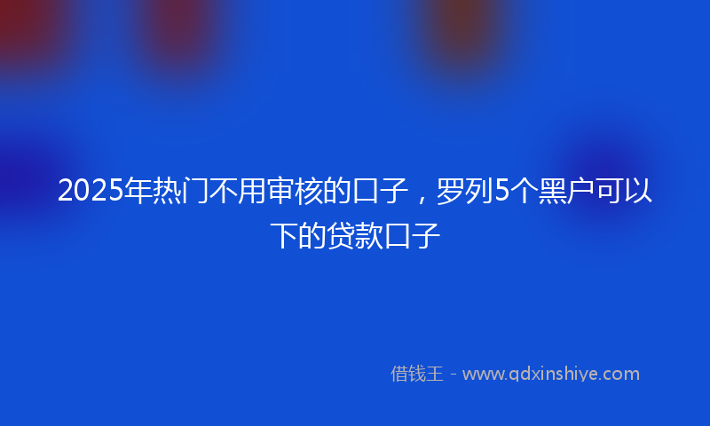 2025年热门不用审核的口子，罗列5个黑户可以下的贷款口子