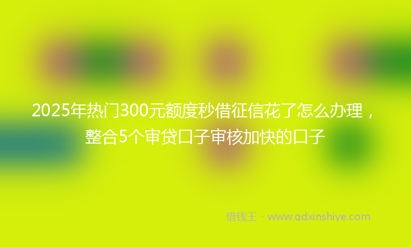 2025年热门300元额度秒借征信花了怎么办理，整合5个审贷口子审核加快的口子