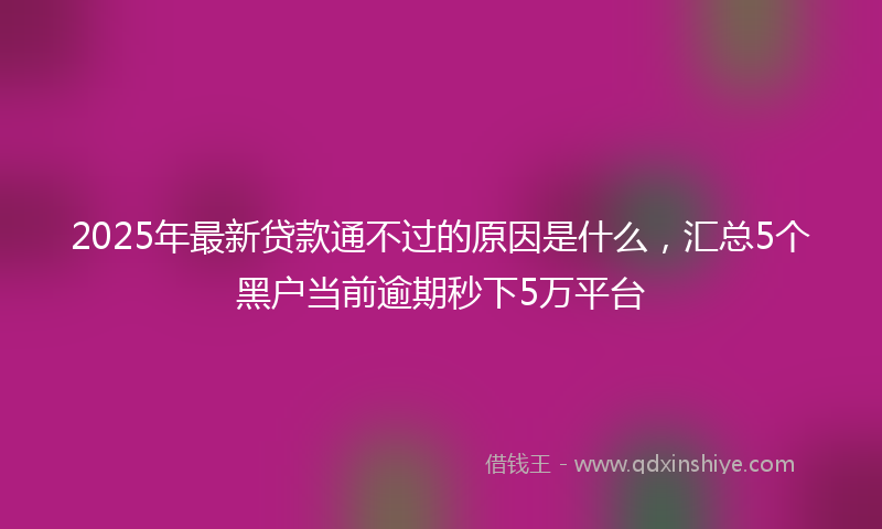 2025年最新贷款通不过的原因是什么，汇总5个黑户当前逾期秒下5万平台