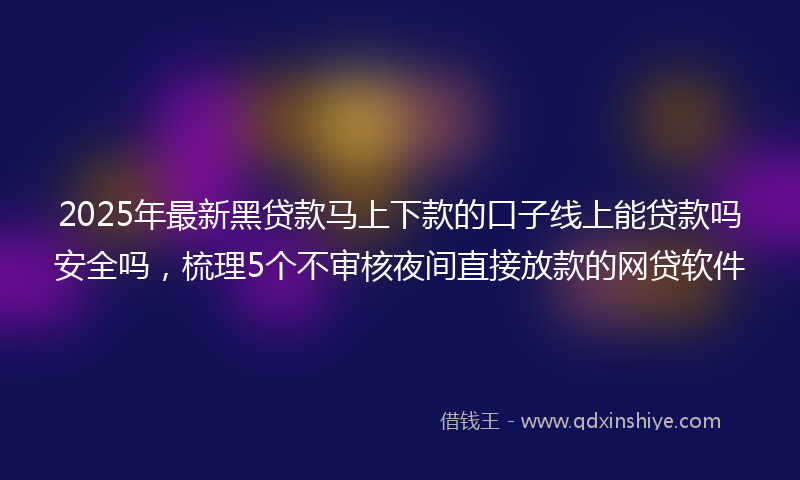 2025年最新黑贷款马上下款的口子线上能贷款吗安全吗，梳理5个不审核夜间直接放款的网贷软件
