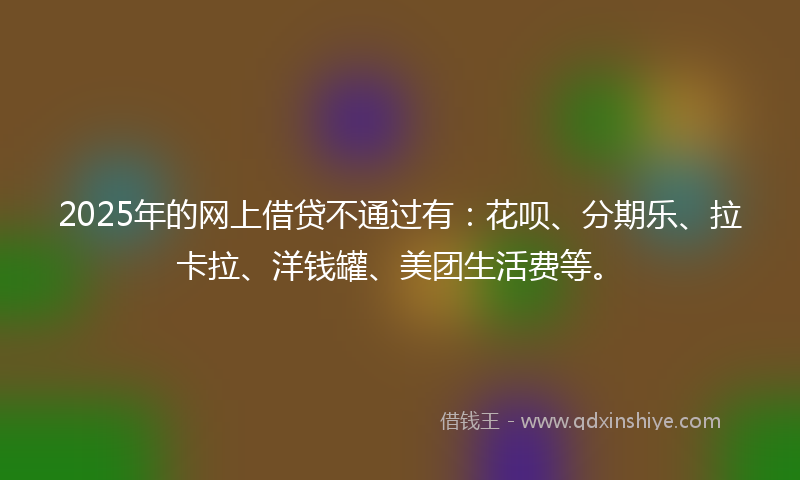 2025年的网上借贷不通过有：花呗、分期乐、拉卡拉、洋钱罐、美团生活费等。