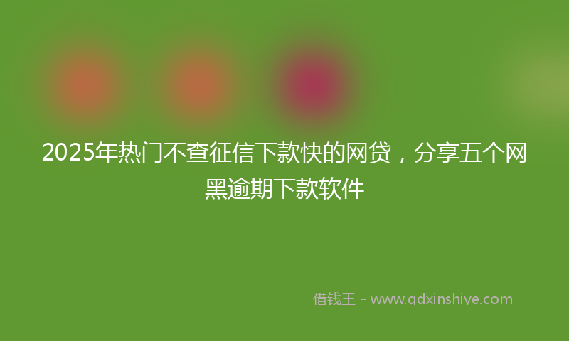 2025年热门不查征信下款快的网贷，分享五个网黑逾期下款软件