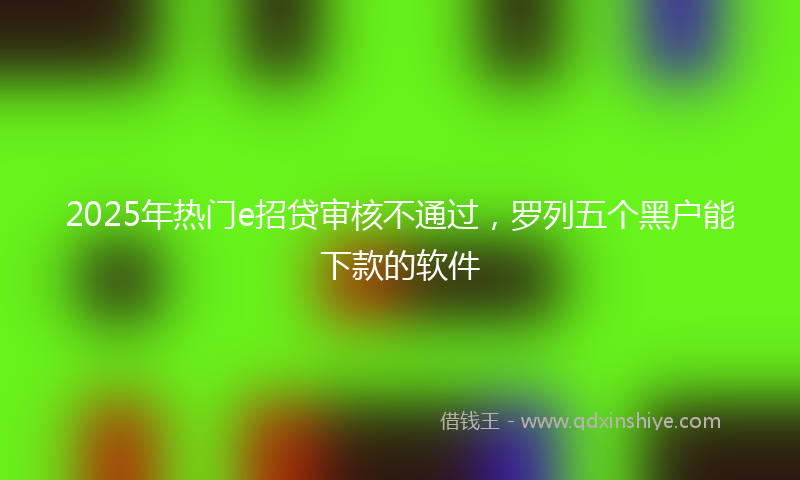 2025年热门e招贷审核不通过，罗列五个黑户能下款的软件