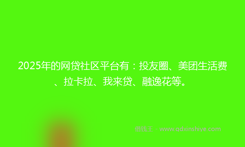 2025年的网贷社区平台有：投友圈、美团生活费、拉卡拉、我来贷、融逸花等。