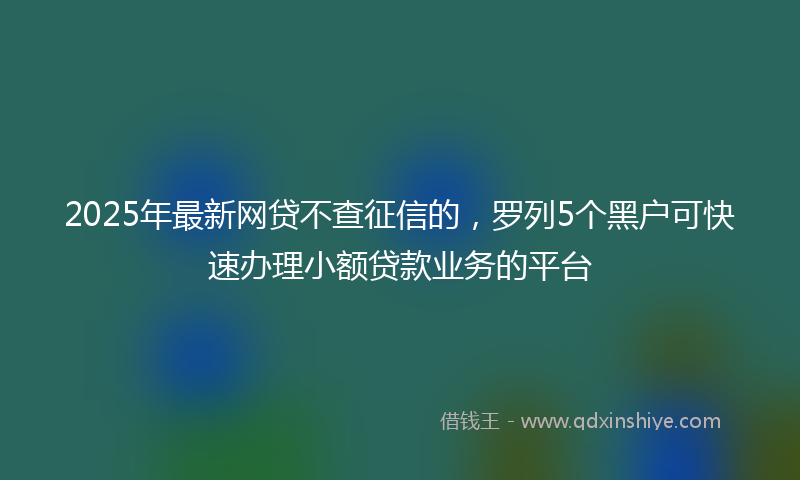 2025年最新网贷不查征信的，罗列5个黑户可快速办理小额贷款业务的平台