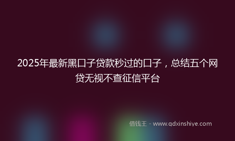 2025年最新黑口子贷款秒过的口子,总结五个网贷无视不查征信平台