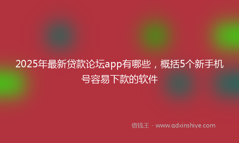 2025年最新贷款论坛app有哪些，概括5个新手机号容易下款的软件