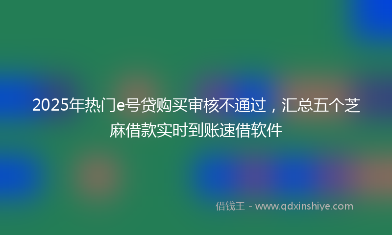 2025年热门e号贷购买审核不通过，汇总五个芝麻借款实时到账速借软件