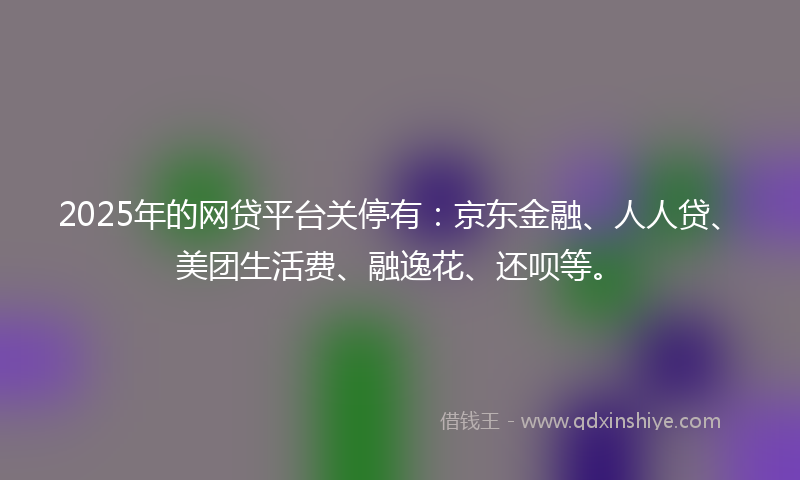 2025年的网贷平台关停有：京东金融、人人贷、美团生活费、融逸花、还呗等。