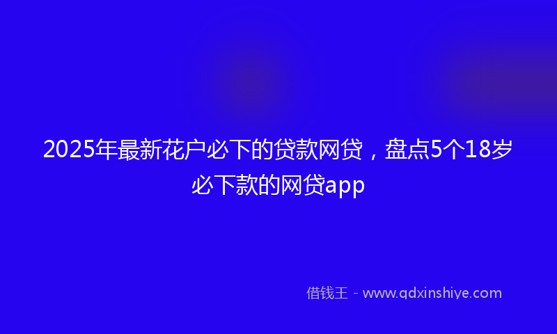 2025年最新花户必下的贷款网贷，盘点5个18岁必下款的网贷app
