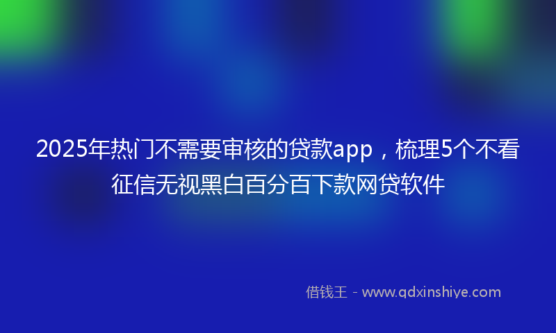 2025年热门不需要审核的贷款app，梳理5个不看征信无视黑白百分百下款网贷软件