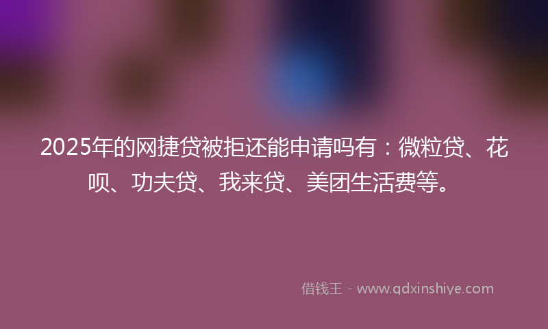 2025年的网捷贷被拒还能申请吗有：微粒贷、花呗、功夫贷、我来贷、美团生活费等。