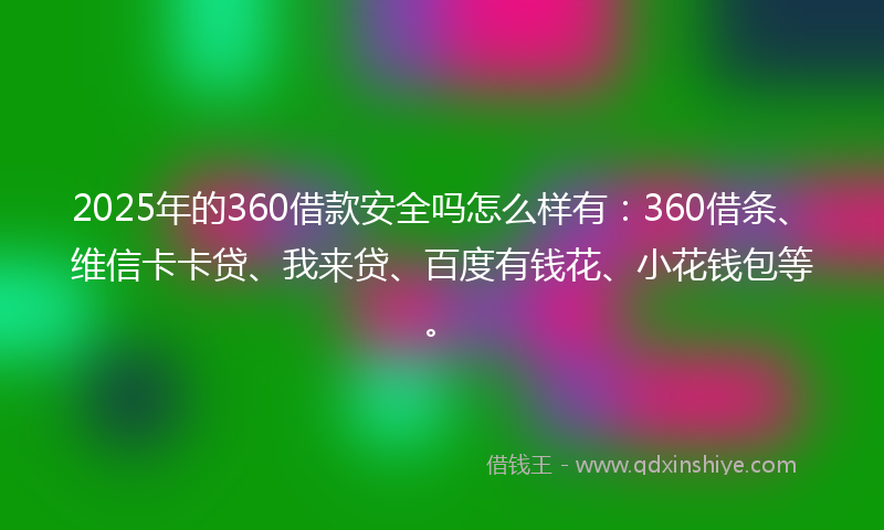 2025年的360借款安全吗怎么样有：360借条、维信卡卡贷、我来贷、百度有钱花、小花钱包等。