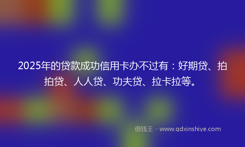 2025年的贷款成功信用卡办不过有：好期贷、拍拍贷、人人贷、功夫贷、拉卡拉等。