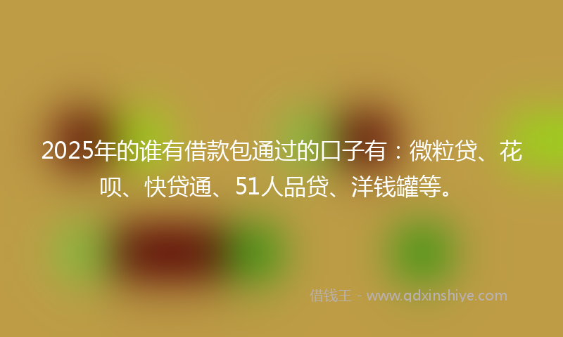 2025年的谁有借款包通过的口子有：微粒贷、花呗、快贷通、51人品贷、洋钱罐等。