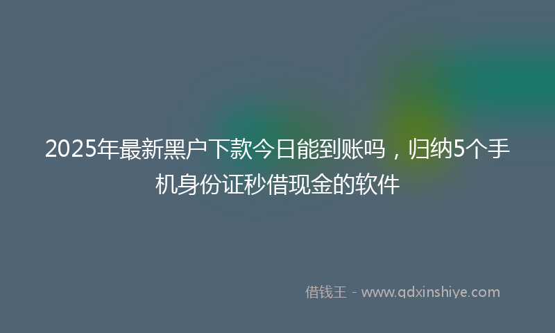 2025年最新黑户下款今日能到账吗，归纳5个手机身份证秒借现金的软件