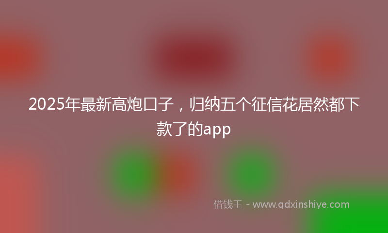 2025年最新高炮口子，归纳五个征信花居然都下款了的app
