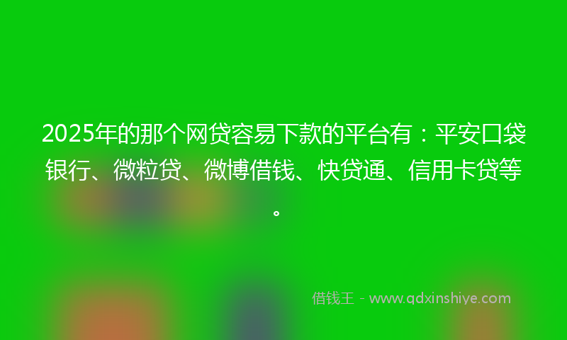2025年的那个网贷容易下款的平台有：平安口袋银行、微粒贷、微博借钱、快贷通、信用卡贷等。