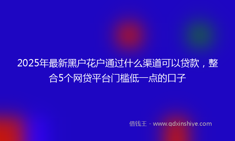 2025年最新黑户花户通过什么渠道可以贷款，整合5个网贷平台门槛低一点的口子