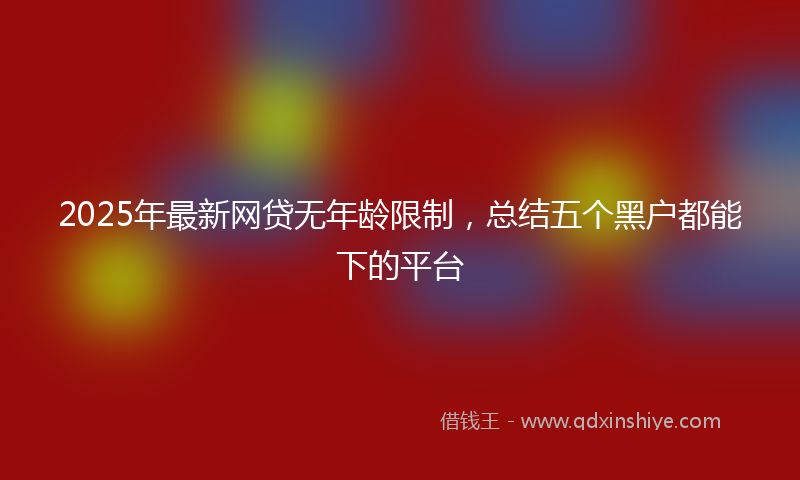 2025年最新网贷无年龄限制，总结五个黑户都能下的平台
